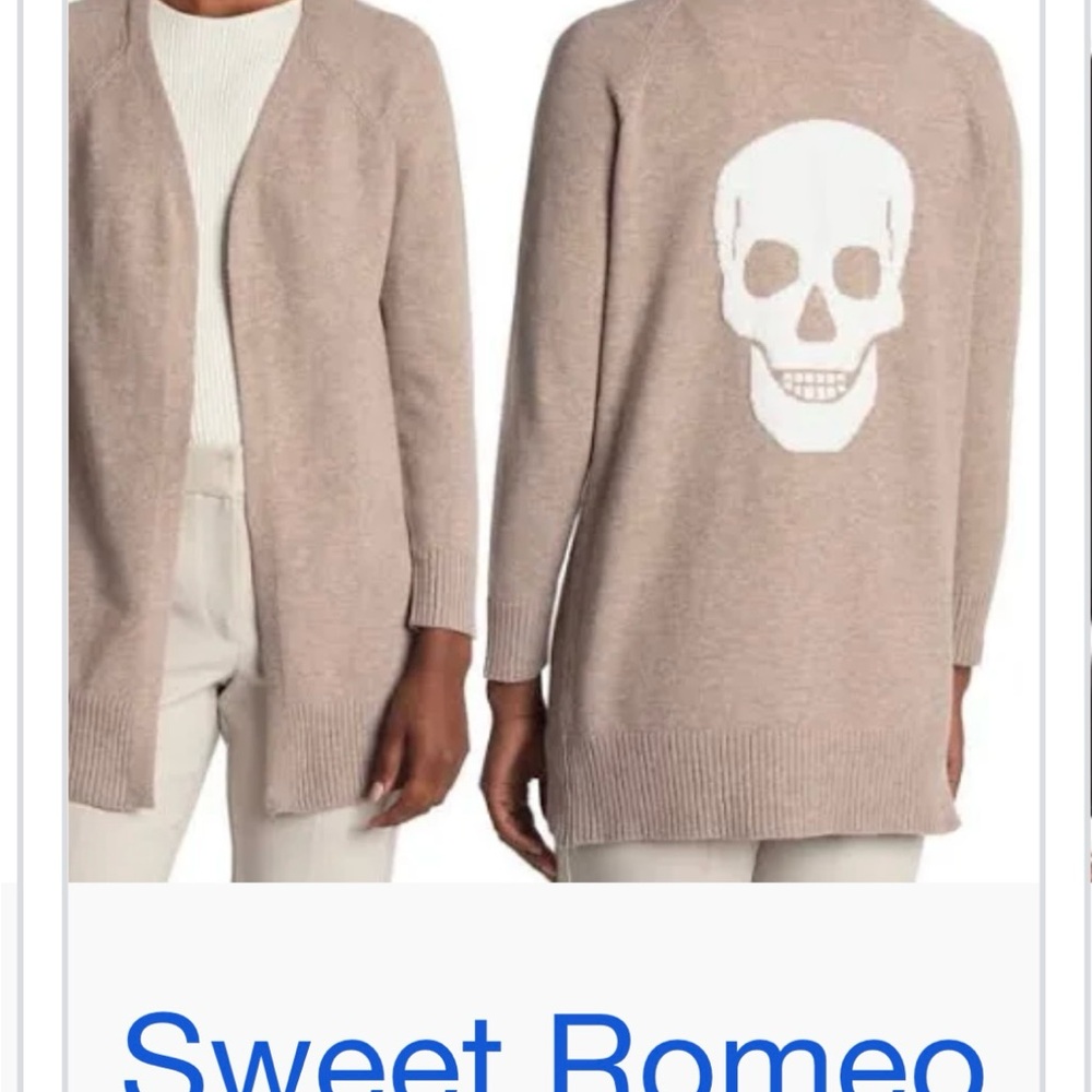 NWT Sweet Romeo Beige Skull Cardigan